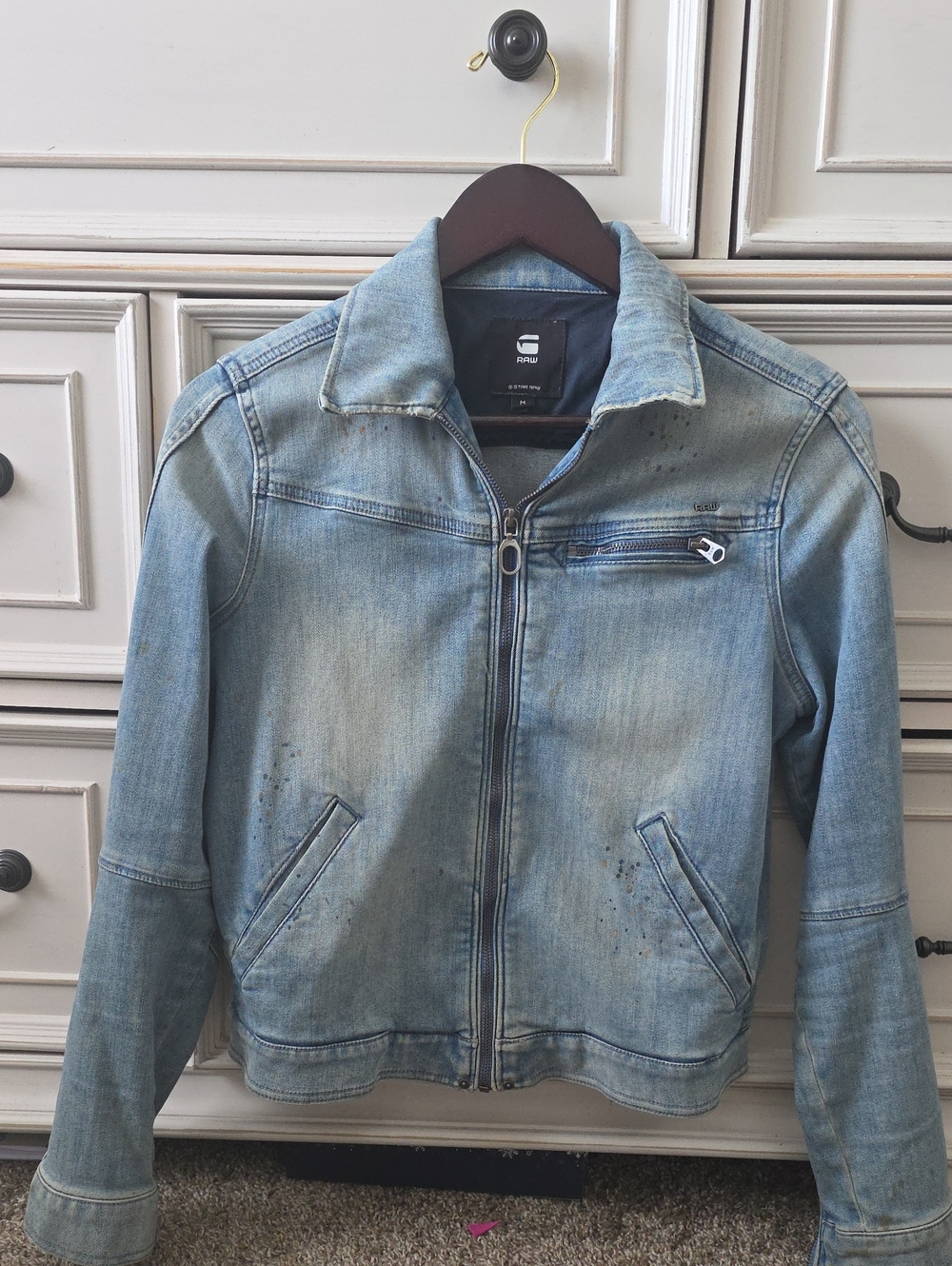 G-Star Light Blue Denim Zip-Front Shirt Jacket